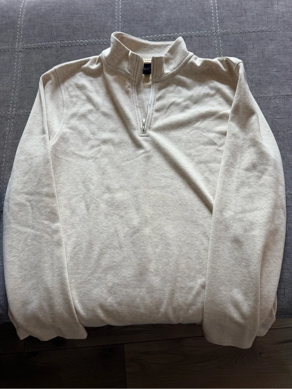 J. Crew Men's Cream Quarter-Zip Sweater